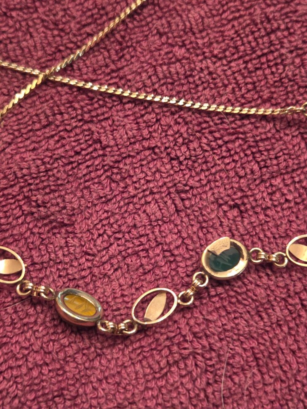 Van Dell Vintage 12K GF Semi-Precious Stone Scarab Necklace - Like New - Picture 12 of 14